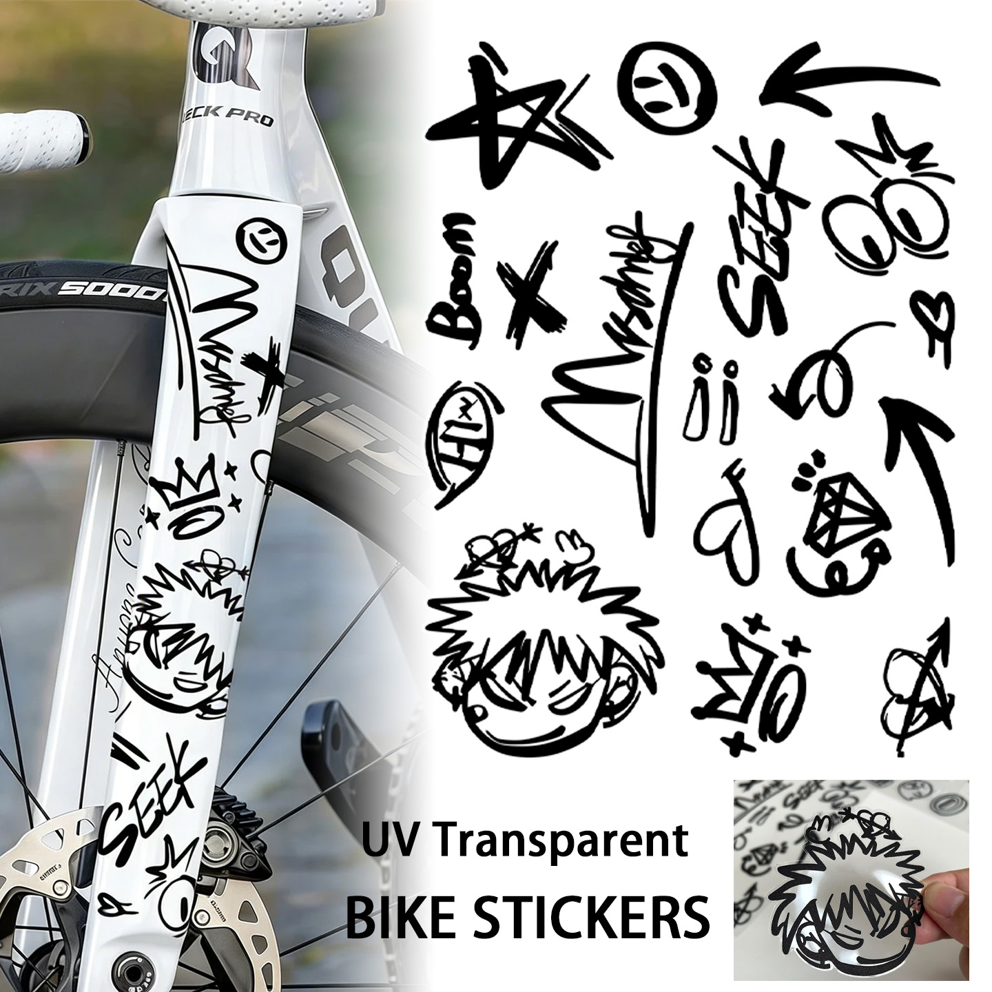 Mountain Biking Helmet - UV Transparent Graffiti DIY Bike Stickers